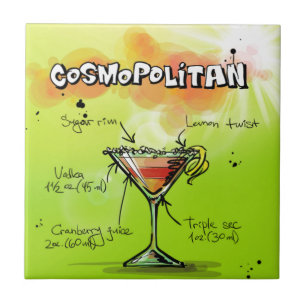 Azulejo Receta cosmopolita - regalo del cóctel