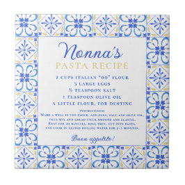 Azulejo Receta Personalizada Azul Blanco Cocina 