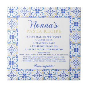 Azulejo Receta Personalizada Azul Blanco Cocina 