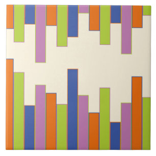 Azulejo Rectángulos azul, Naranja, púrpura, verde y crema