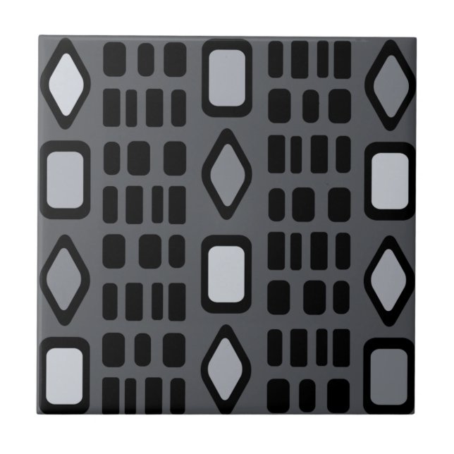 Azulejo Rectángulos de diamantes retro gris oscuro (Frente)