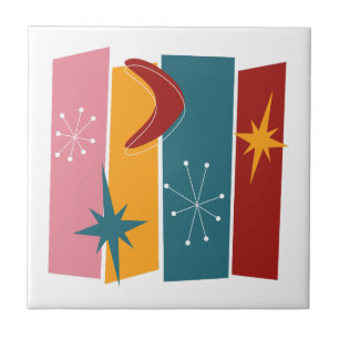 Azulejo Rectángulos de la Edad Atómica Boomerang Starburst