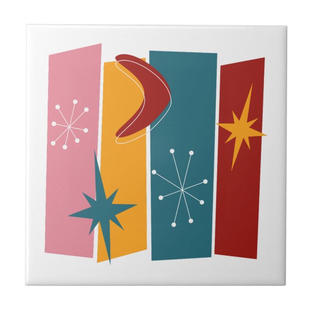 Azulejo Rectángulos de la Edad Atómica Boomerang Starburst (Frente)