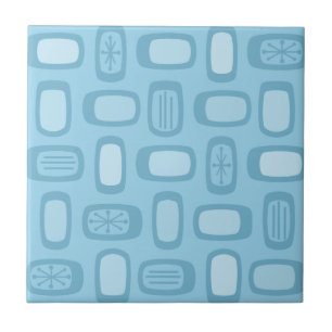 Azulejo Rectángulos redondeados de MCM de medio siglo Azul