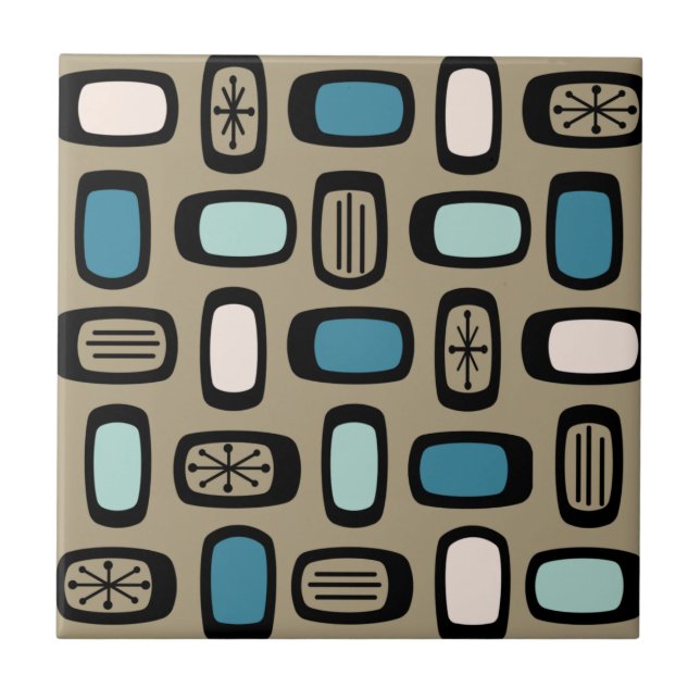 Azulejo Rectángulos redondeados de MCM de medio siglo Azul (Frente)