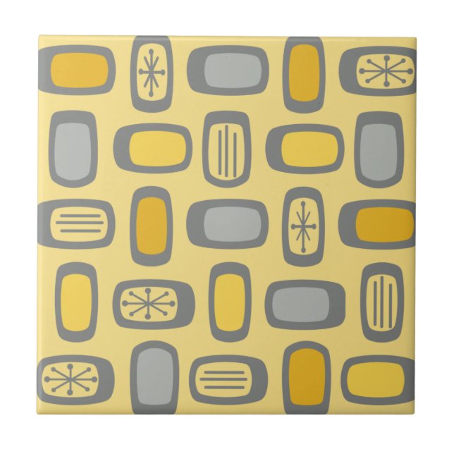 Azulejo Rectángulos redondeados de MCM de medio siglo Gris (Frente)