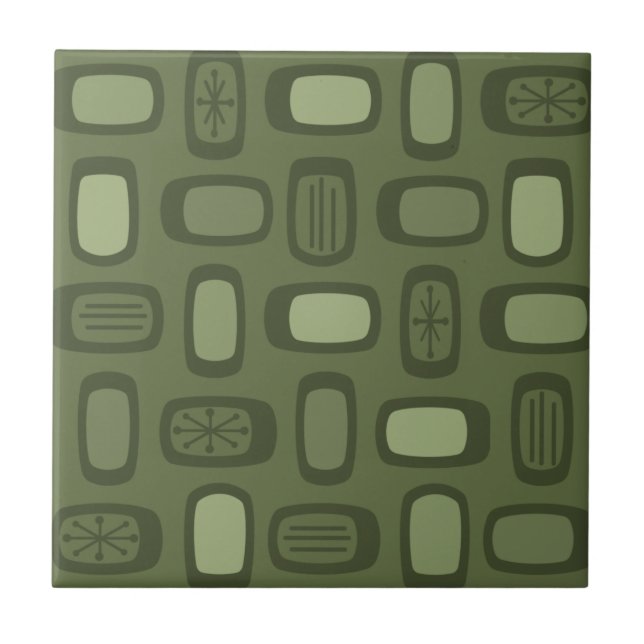 Azulejo Rectángulos redondeados de MCM de medio siglo Oliv (Frente)