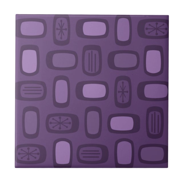 Azulejo Rectángulos redondeados de MCM de medio siglo Púrp (Frente)