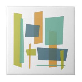 Azulejo Rectángulos verdes azules Naranja Funky a mediados