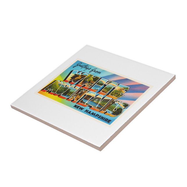 Azulejo Recuerdo blanco del viaje de New Hampshire NH de (Lado)