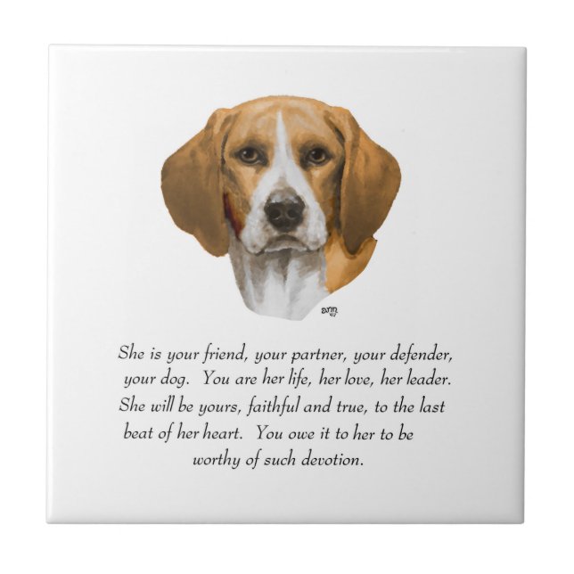Azulejo Recuerdo de Beagle (Frente)