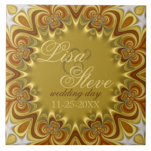 Azulejo Recuerdo de boda retro bohemio terrenal de cerámic