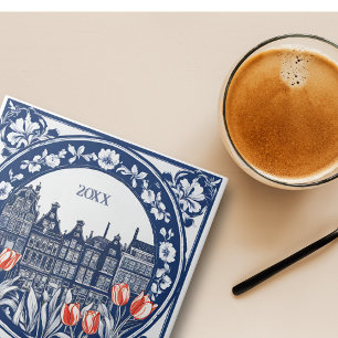 Azulejo Recuerdo de Delft Azul Personalizado de Ámsterdam