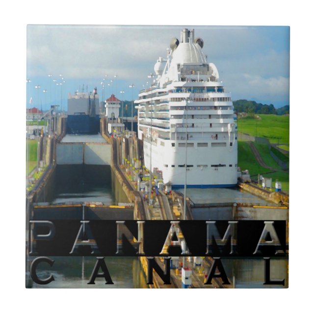 Azulejo Recuerdo del Canal de Panamá (Frente)