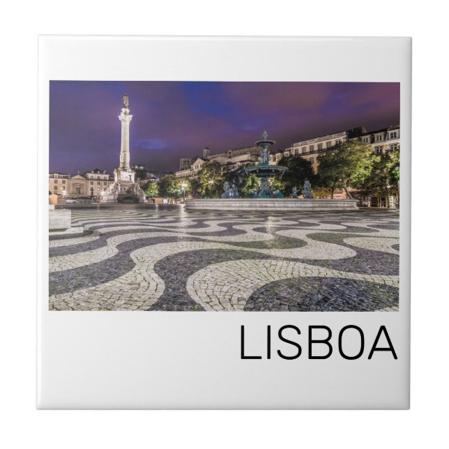 Azulejo Recuerdos de vacaciones en la plaza Rossio de Lisb (Frente)