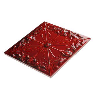 Azulejo Red Art Deco 