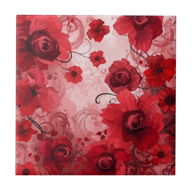 Azulejo Red Bloom Symphony (Frente)