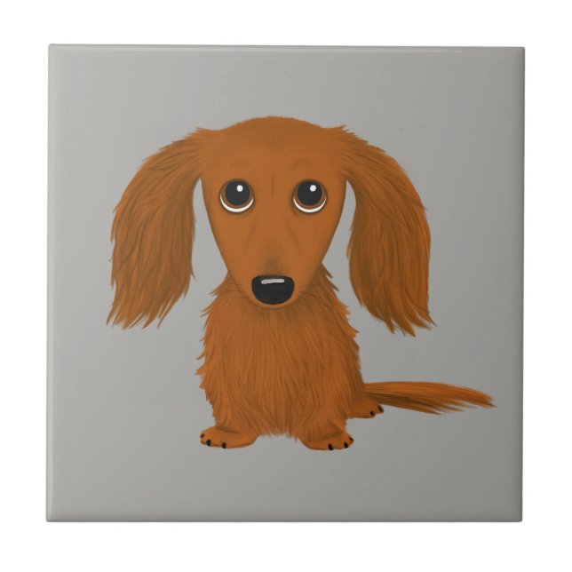Azulejo Red Dachshund de larga duración | Perro de dibujos (Frente)