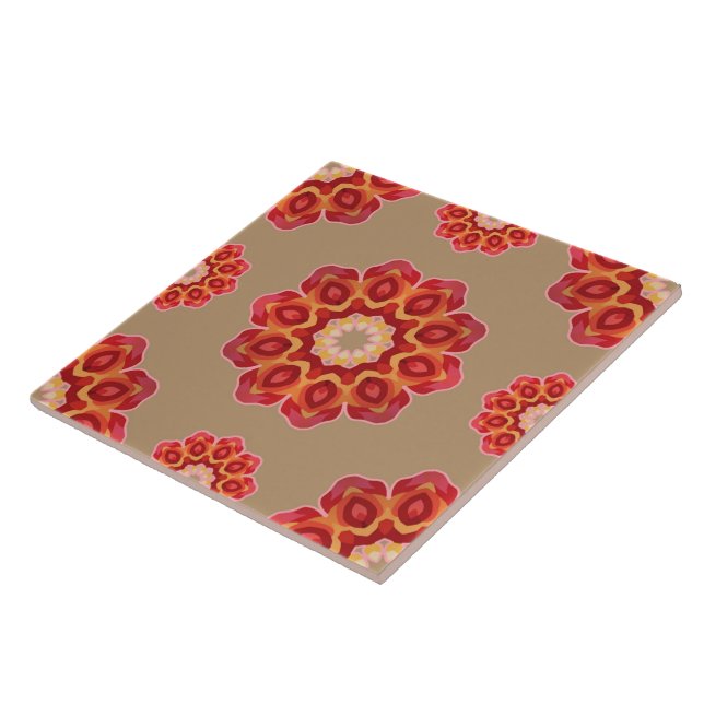 Azulejo Red Geo Peony en Fawn (Lado)
