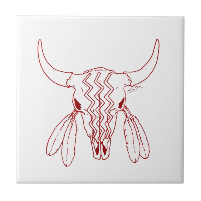 Azulejo Red Ghost Dance Buffalo white small tile closeup (Frente)