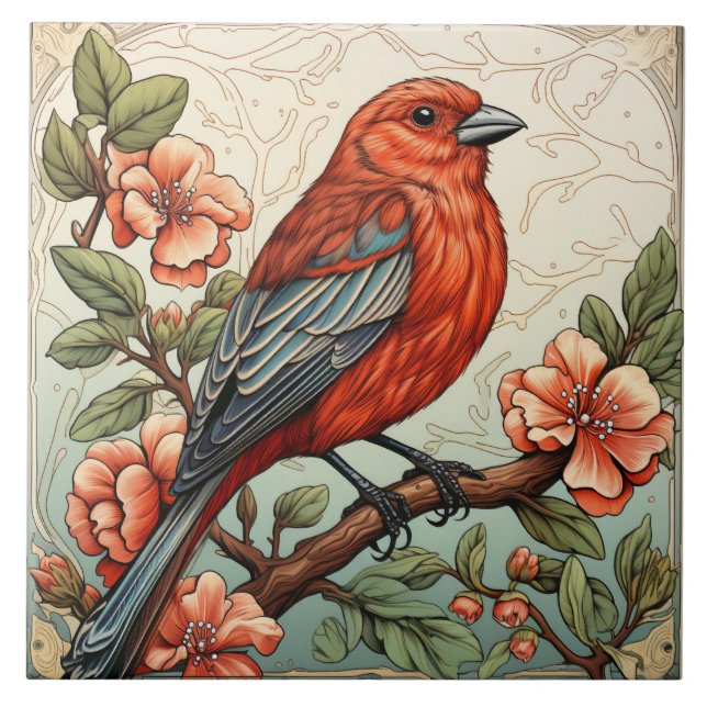 Azulejo Red House Finch, revista de arte (Frente)