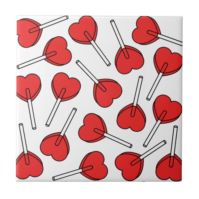 Azulejo Red Lollipops, Heart Lollipops, Lollipop Pattern (Frente)
