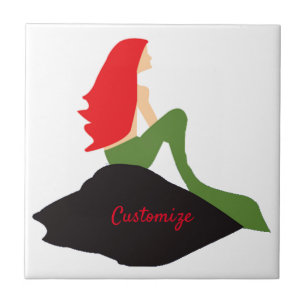 Azulejo Red Mermaid Sitting Thunder_Cove