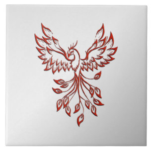 Azulejo Red Phoenix Rises Silver
