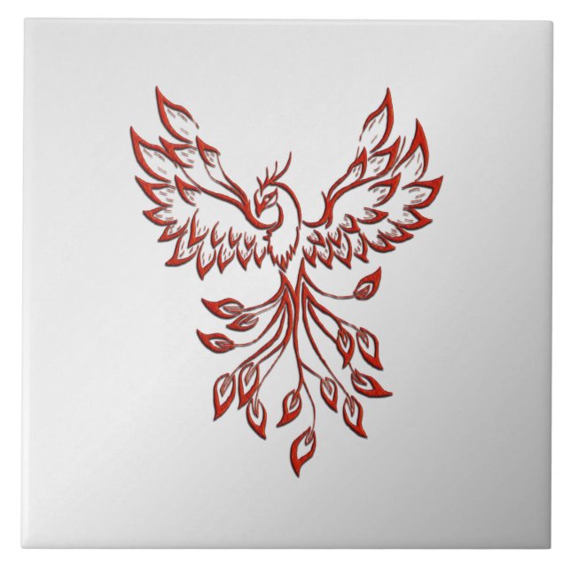 Azulejo Red Phoenix Rises Silver (Frente)