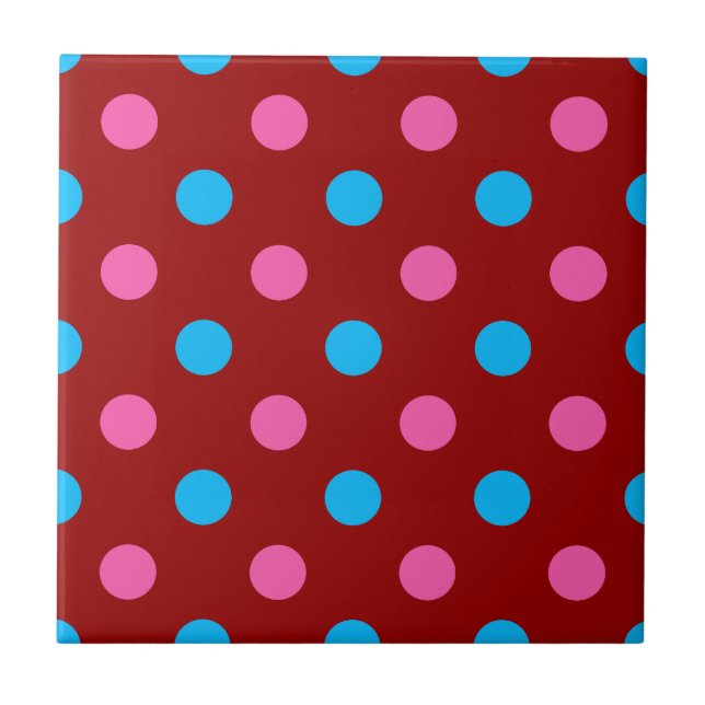 Azulejo Red Pink Blue Polka Dot Pattern (Frente)