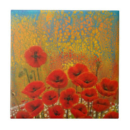 Azulejo Red Poppy Coaster