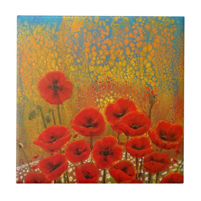 Azulejo Red Poppy Coaster (Frente)