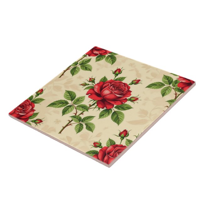 Azulejo Red rose vintage pattern (Lado)