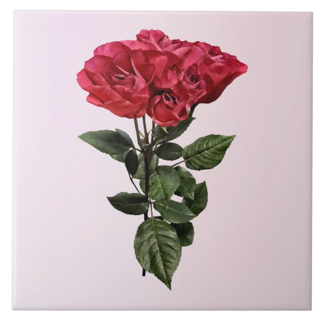 Azulejo Red Roses and Leaves (Frente)
