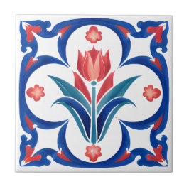 Azulejo Red Tulip Turkish Iznik Ceramic Tile Art