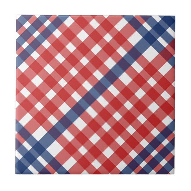 Azulejo Red, White y Blue Gingham Plaid (Frente)