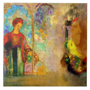 Azulejo Redon - Arcade gótico, mujer reuniendo flores