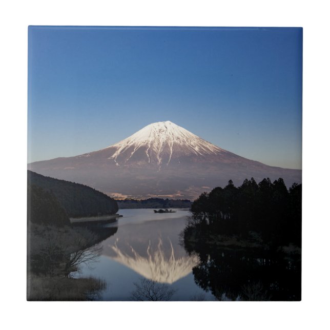 Azulejo Reflexión del lago Mt Fuji (Frente)