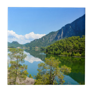 Azulejo Reflexión montañosa del lago escénico