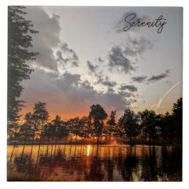 Azulejo Reflexiones al atardecer en el lago