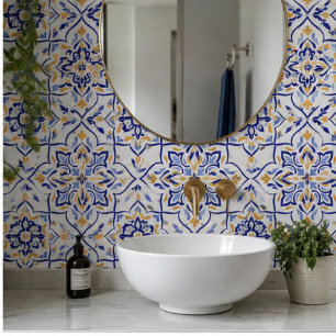 Azulejo Regal Symphony Blue and Gold Luxury Mediterranean