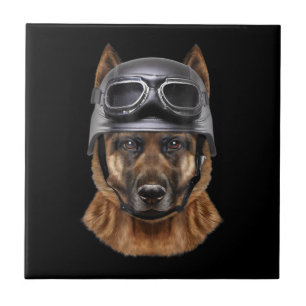 Azulejo Regalo De Casco De Pastor Alemán Para Biker En Mot