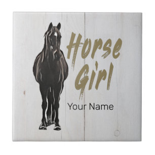 Azulejo Regalo De Chica De Caballos Para Amantes De Vacaci