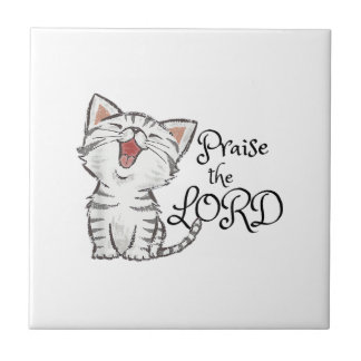 Azulejo regalo de escritura cristiana con gato lindo, Alab