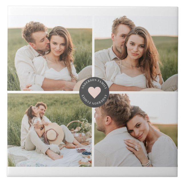 Azulejo Regalo de fotografía familiar personalizada de Col (Frente)