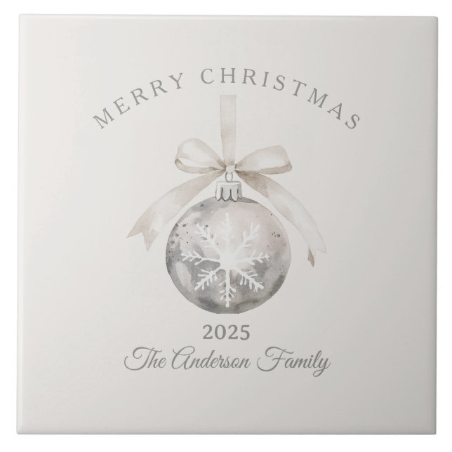 Azulejo Regalo de Navidades de ornamentos rústicos de colo (Frente)