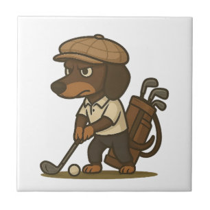 Azulejo Regalo divertido para golfista � Dachshund en el T