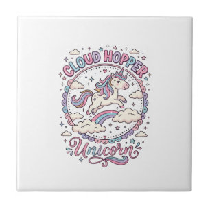 Azulejo Regalo Divertido y Lindo de Unicornio Saltador de
