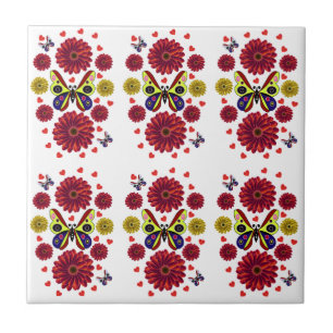 Azulejo Regalo Floral de Mariposa Primaveral Personalizado