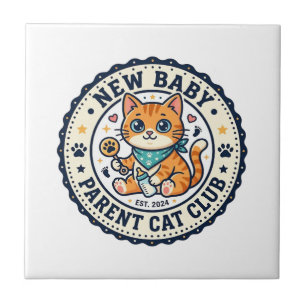 Azulejo Regalo para padres de nuevo bebé gato - Nuevo bebé